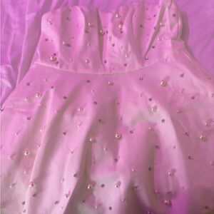 Fashion Nova Pink Beaded Mini Dress